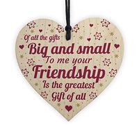 RED OCEAN Wooden Heart Friendship Plaque Birthday Valentines Gift For Her Thank You Gift