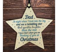 Red Ocean Wooden Memory Hanging Star Christmas Tree Decoration Dad Memorial Bauble Keepsake