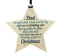 RED OCEAN Wooden Memory Hanging Star Christmas Tree Decoration Dad Memorial Bauble Keepsake