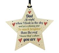 RED OCEAN Wooden Star Christmas Tree Bauble Memorial Dad Father Gift Remembrance Hanging Plaque Sign Family Friendship