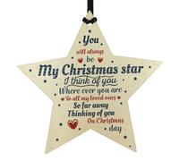 Red Ocean Wooden Star Christmas Tree Bauble Memorial Mum Gift Rememberance Hanging Plaque Sign Family Friendship