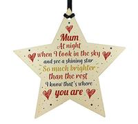 RED OCEAN Wooden Star Christmas Tree Bauble Memorial Mum Gift Rememberance Hanging Plaque Sign Family Friendship
