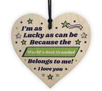 Red Ocean Worlds Best Grandad Gift For Birthday Fathers Day Wood Heart Thank You Gift
