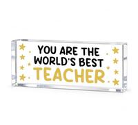 Red Ocean Worlds Best Teacher Acrylic Plaque Thank You Teacher Gift End of Term Keepsake
