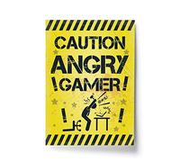 RED OCEAN Yellow Gaming Print For Wall Boys Bedroom Decor Gamer Gift Framed (A4 Print Only - Angry Gamer Yellow)