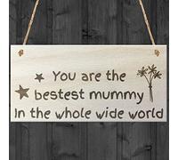 Red Ocean You Are Bestest Mummy In The Wide World Wooden Hanging Plaque Love Gift Sign