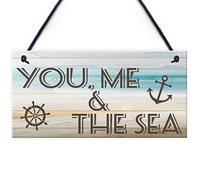 RED OCEAN You Me & Sea Nautical Seaside Marine Themed Gift Hanging Plaque Bathroom Bedroom Door Sign