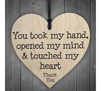 RED OCEAN You Touched My Heart Wooden Hanging Plaque Shabby Chic Friendship Thank You Gift