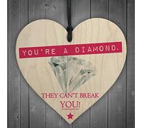 RED OCEAN You're A Diamond Wooden Hanging Heart Plaque Friendship Gift Best Friend Plaques