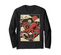 Red Octopus Japanese Waves Kraken Japan Long Sleeve T-Shirt