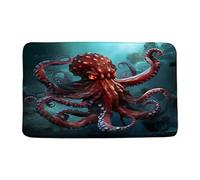 Red Octopus Ocean Sea Animals Wildlife Tentacle Tropical Underwater World Kitchen Mat Retro Floor Rug Dirt Trapper Floor Rug For Bathroom Kitchen Garage 40x60Cm