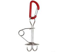 Red Octopus Tent Pegs with Spring Clips, Stainless Steel & Aluminum Alloy Windproof Ground Stakes for Camping Hiking, Adjustable Guy Line Anchors for Wood Gaps and D-Type Buckles(Type II)