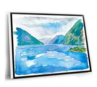 Red Office Decor,Chic Living Room Decor,Breathtaking Geirangerfjord In Norway Wall Decoration Edition Fine Art Print Watercolor Prints Painting,12x16 Inch UnFramed Wall Art
