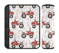 Red Old Wheeled Tractors Soft Seat Strap Belt Pad Covers for Boys Girls Seat Shoulder Protector Shoulder Pads for Adults 2 Pieces 6.5 * 6.5in