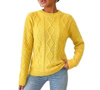 Red Olives Ladies Womens New Chunky Diamond Cable Knitted Long Sleeve Sweater Pull Over Jumper Top (16/18, Lime)