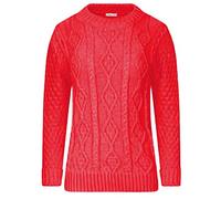 Red Olives Ladies Womens New Chunky Diamond Cable Knitted Long Sleeve Sweater Pull Over Jumper Top (16/18, Red)