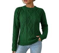 Red Olives Ladies Womens New Chunky Diamond Cable Knitted Long Sleeve Sweater Pull Over Jumper Top (8/10, Jade Green)