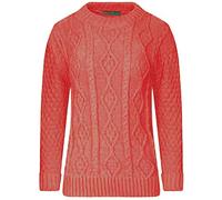 Red Olives Ladies Womens New Chunky Diamond Cable Knitted Long Sleeve Sweater Pull Over Jumper Top (8/10, Coral)