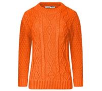Red Olives Ladies Womens New Chunky Diamond Cable Knitted Long Sleeve Sweater Pull Over Jumper Top (8/10, Orange)