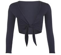 Red Olives Women's Ladies Plain Bolero Front Tie Shrug Cropped Long Sleeve Stretch Cardigan Top UK 8-22