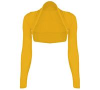Red Olives® Womens Plain Long Sleeve Bolero Shrug Crop Top Ladies Cropped Cardigan Tops UK 8-14 (12-14, Mustard)