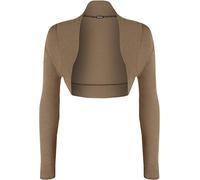 Red Olives® Womens Plain Long Sleeve Bolero Shrug Crop Top Ladies Cropped Cardigan Tops UK 8-14 (12-14, Mocha)