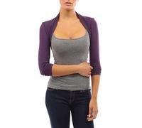 Red Olives® Womens Plain Long Sleeve Bolero Shrug Crop Top Ladies Cropped Cardigan Tops UK 8-14 (8-10, Purple)