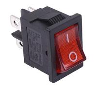 Red On-Off illuminated Rectangle Rocker Switch DPST 230V 2 Position Snap In Mounting 4.8mm Quick Connect Terminals DIY Hobby Electronics