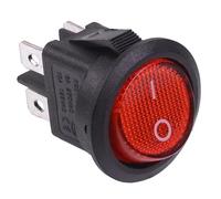 Red On-Off illuminated Round Rocker Switch DPST 230V 20mm 4 Terminals Snap In Mounting DIY Hobby Electronics Automotive
