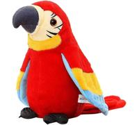 (red, One size) Plush electric toy gift parrot bird learns to talk and sing children rocking plush toy