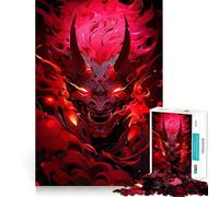 Red Oni Demon Digital Art Jigsaw Puzzles 1000 Pieces for Adults Strengthen Recall Calm Mind Quality Edge Warm Surprise (38x52cm)