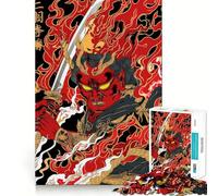 Red Oni Warrior with Sword Jigsaw Puzzle for Teenagers 1000 Pieces Mind Skill Toy Gentle Leisure Design Assembly Premium Gift (38x52cm)