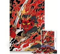 Red Oni Warrior with Sword Jigsaw Puzzles for Adults1000 Piece Mind Game Toy Anxiety Relief Neat Cut Art Collectible (38x26cm)