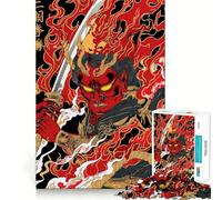 Red Oni Warrior with Sword Jigsaw Puzzles for Adults1000 Piece Mind Game Toy Anxiety Relief Neat Cut Art Collectible (38x26cm)