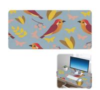 Red Orange Birds Desk Mat Non-Slip Mouse Mat Large with Smooth Surface Pu Leather Gaming Mouse Pad 90X42 CM Gaming Mousemat Desk Decor Accessories Gift XXL Mousepad for School Home Office Table