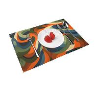 Red orange blue beige, pigment vortex, pattern Customizable Placemats Set of 4 - Unique Table Mats for Dining Table Decor, Heat Resistant and Washable, Perfect for Spring and Easter