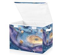 Red Orange Cosmic Explosion Abstract Art Storage Boxes with Lids Large Fabric Storage Box Foldable Cube Lidded Storage Bins for Shelves Clothes Bedroom 42x32x30cm