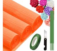 Red-Orange Crepe Paper Rolls (3 Rolls/9.8In x 98In), Crepe Paper for Flower Making for DIY Flowers Crafts, Wedding, Birthday Party, Valentine's Day Ornament (Red-Orange)