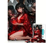 Red Orb Woman with Broken Mirrors 1000 Piece Jigsaws for Teenagers Puzzle Smart Game Group Play Image Assembly Wall Art Decor (50x75cm)