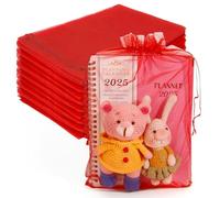 Red Organza Bags, 100 PCS Sheer Mesh Bags Drawstring 8x12 Inch, Large Wedding Gift Party Favor Bag, Mesh Gift Candy Goodie Jewelry Fruit Protection Bag for Bathroom Soaps Makeup Christmas Birthday