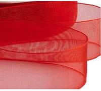 Red Organza Ribbon 10mm, 1cm 3/8''inch, 44 Mtrs Gift Wrap Ribbon, Ribbons for Gift Wrapping, Christmas Ribbon, Gift Wrapping Ribbon for Crafting, Wedding Party Decor s