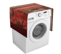 Red Oriental Painting Dust Cover 54.3"x20.5" Universal Washer And Dryer Covers with Storage Pockets, Non-Slip Linen Refrigerator Top Dustproof Cover for Table & Furniture