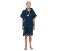 Red Original Kids Unisex Luxury Towelling Changing Robe, Surf Poncho Towel with Hood - Premium Cotton, Super Absorbent for Swimming, Surfing, Beach, Water Sports (Navy, XS: heights 90cm - 122 cm)