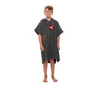 Red Original Kids Unisex Luxury Towelling Changing Robe, Surf Poncho Towel with Hood - Premium Cotton, Super Absorbent for Swimming, Surfing, Beach, Water Sports (Grey, XS: heights 90cm - 122 cm)