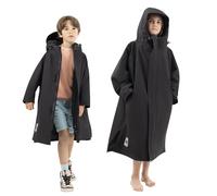 Red Original Unisex Kids Premium EVO PRO Dry Changing Robe - Waterproof, Windproof, Warm, Lightweight, Sherpa Fleece Lined, 100% Recycled Material (Stealth Black, XS - 4-9 Years)