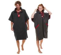 Red Original Unisex Quick Dry Microfibre Changing Robe Hooded Surf Poncho, Soft, Super Absorbent, Lightweight & Portable (Grey, L)