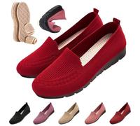 Red Orthopedic Loafers for Women 2026,Woven Flats Non-Slip Arch Support Around Toe Wide Width Loafer No Heels Breathable Dressy Walking Lightweight Comfortable Causal Vintage Shoes