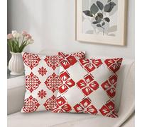 Red Outdoor Cushions Covers 45 x 45 cm Sofa Cushions Simplicity Breathable Linen Square Pillow Cases Decorative Pillows Pack of 2, with Invisible Zipper, Double-Sided Printing, for Room Decor V-148
