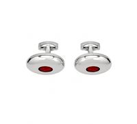 Red Oval Cufflinks for Men - Onyx Art RP1A Premium Red Enamel Oval Cufflinks, Classic Formal Shirt Accessories for Weddings, Business Wear & Black Tie Events