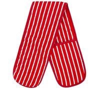 Red Oven Gloves for Kitchen Baking and Cooking, Professional Heavy Duty Butchers Stripe Double Oven Gloves for Pot Pan Tray, Red Heat Resistant Oven Gloves